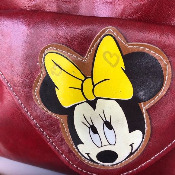 Vintage Disney Minnie Mouse 80s Red Faux Leather Crossbody Bag - Picture 6 of 15